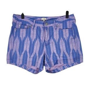 J.Crew Factory Southwest Print Denim Shorts Purple Size 8 GUC Cotton Blend